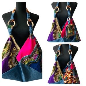 Handmade Boho Triangle Bag Origami Bag Ankara Tote